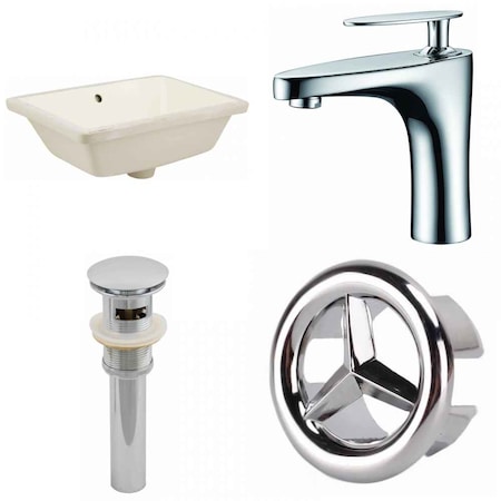 18.25 W CUPC Rectangle Undermount Sink Set In Biscuit, Chrome Hardware, Overflow Drain Incl.